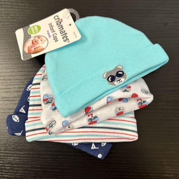 Super Cute Cribmates Infant Caps 4-Pack - Boy - Picture 3 of 5